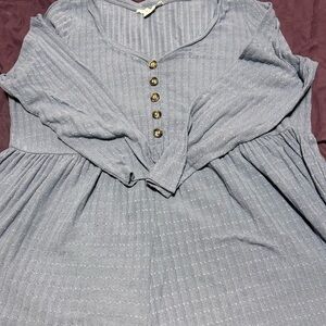 In Every Story - 1x -24” pit to pit blue long sleeve top-waffle like fabric -